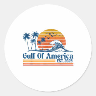 Golf of us America Est 2025 Retro Vintag Beach _9 Runder Aufkleber