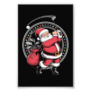 Golf Oh Weihnachten Santa Claus Vintage Golfer Gol Fotodruck