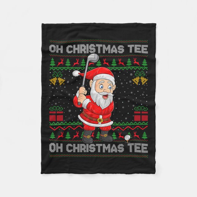 Golf Oh Weihnachts-Tee Santa spielt Golf Golfer hä Fleecedecke (Vorderseite)