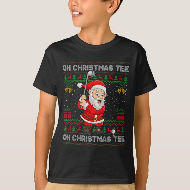 Golf Oh Weihnachts-Tee Santa spielt Golf Golfer hä T-Shirt (Vorderseite)