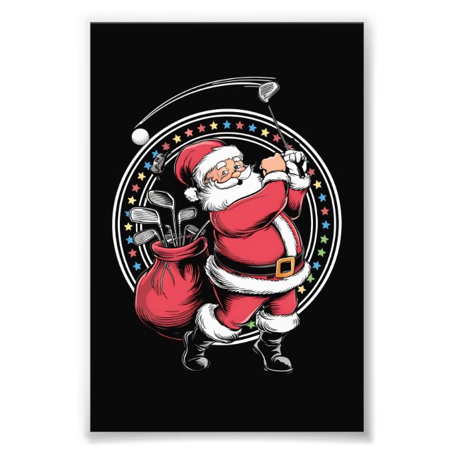 Golf Oh Weihnachtsmann Vintag Golfer Golfi Fotodruck (Vorne)