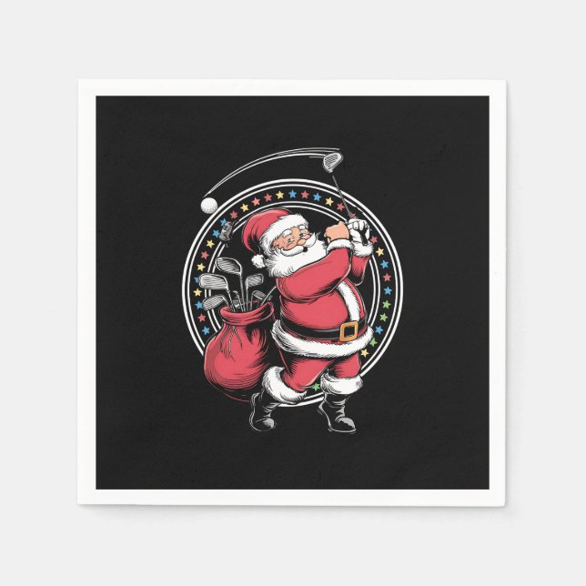 Golf Oh Weihnachtsmann Vintag Golfer Golfi Serviette (Vorderseite)