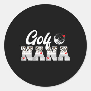 Golf-Oma-Leopard-Golfer-Oma eines Golfspielers Nan Runder Aufkleber