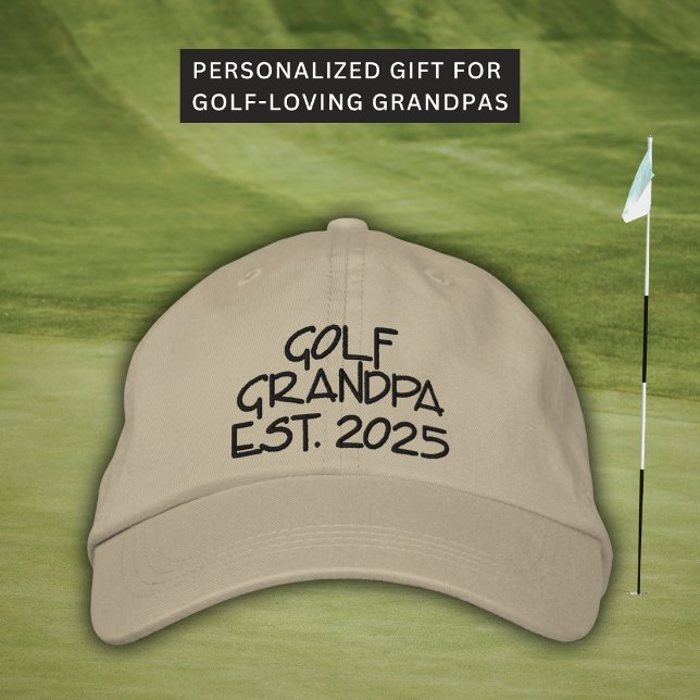 Golf-Opa Est. Jahr Bestickte Custom-Mütze Baseballkappe (Thoughtful Father’s Day, birthday, or retirement gift for golf-loving granddads.)
