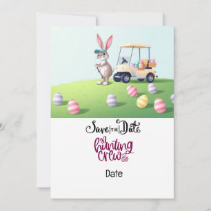 Golf Osterfest Sonniger Reitwagen auf Golfplatz Einladung