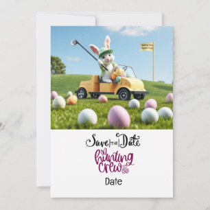 Golf Osterfest Sonniger Reitwagen auf Golfplatz Einladung