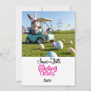 Golf Osterfest Sonniger Reitwagen auf Golfplatz Einladung