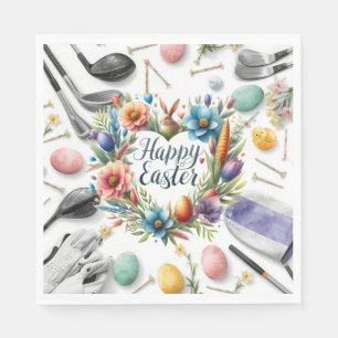 Golf-Osterhasen Bälle und Blumen und Ausrüstung Serviette