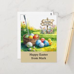 Golf Ostern für Golfer Wasserfarbe Frühling Postkarte