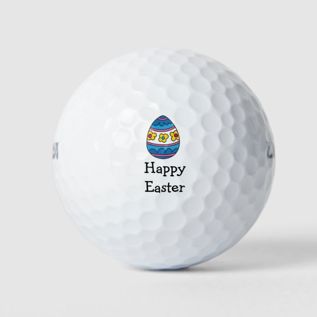 Golf Ostern mit farbenfrohen Eiern Happy Oaster Go Golfball (Vorderseite)