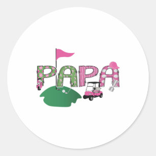 Golf Papa Hole in einem Golf 1.Geburtstag Party Runder Aufkleber