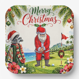 Golf Par Abschlagparty Weihnachtsmann Weihnachten Pappteller