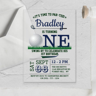 Golf PAR-T-SHIRT 1. Geburtstag Acryleinladungen