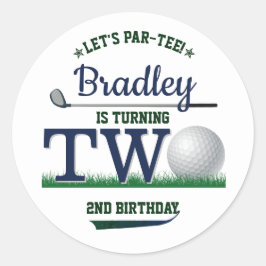 Golf PAR-T-SHIRT 2. Geburtstag Runder Aufkleber