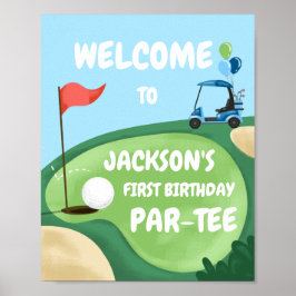 Golf Par T-Shirt Hole in One Boy Birthday Blue Wil Poster