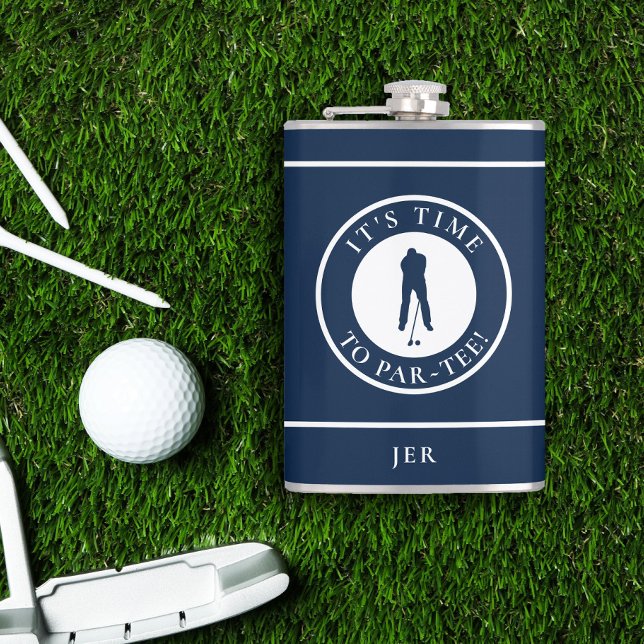 Golf Par-Tee Funny Golfer Monogram Black For Him Flachmann (Golf Par-Tee Funny Golfer Monogram Black For Him Flask)