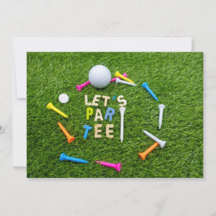 Golf Par Tee Party mit golfbunten T-Shirts Einladung