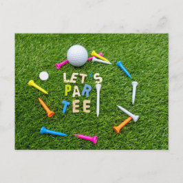 Golf Par Tee Party mit golfbunten T-Shirts Postkarte