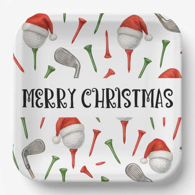 Golf Par Tee Party Weihnachtsmannmütze Weihnachten Pappteller (Vorderseite)