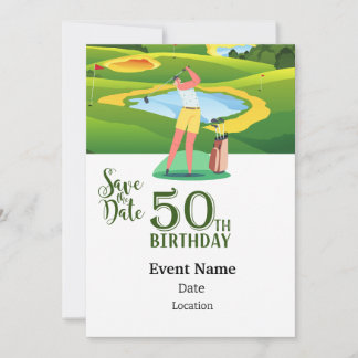 Golf Party 50. Geburtstag Rett Datum Golfer Einladung