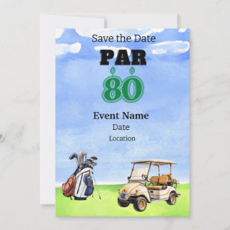 Golf Party 80. Geburtstag Save the Date für Golfer Einladung