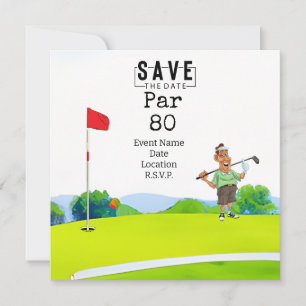 Golf Party 80. Geburtstag Save the Date für Golfer Einladung