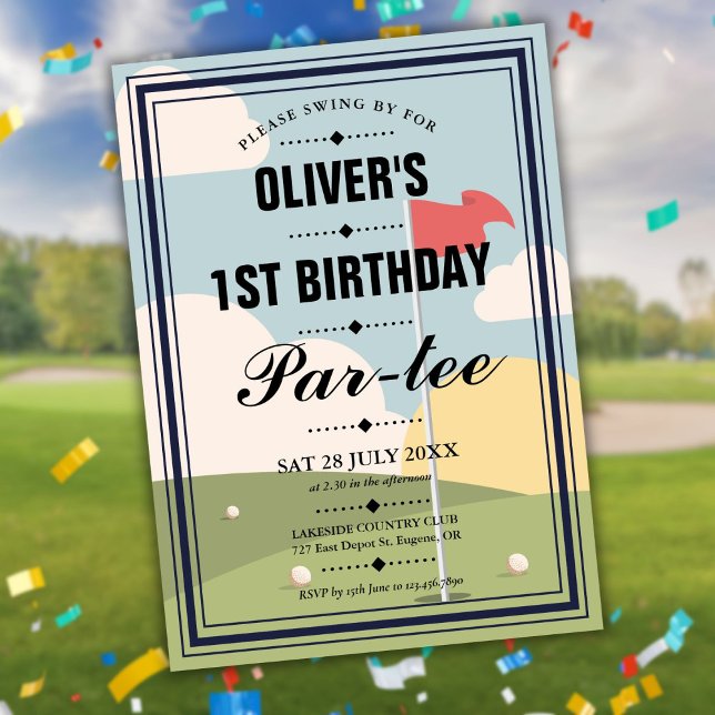Golf Party Birthday Party Einladung (Golf Partee Any Age Birthday Party Invitation)