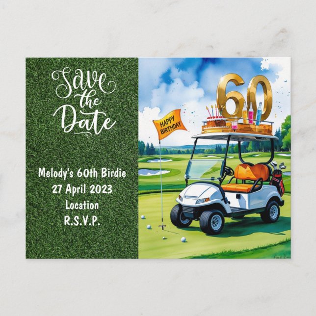 Golf Party invitation Save the Date 60th Birthday (Devant)