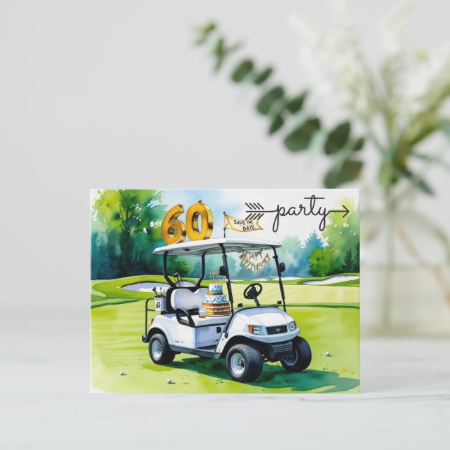 Golf Party invitation Save the Date 60th Birthday (Debout devant)
