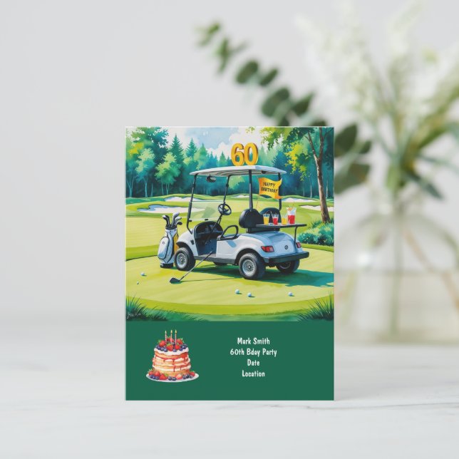 Golf Party invitation Save the Date 60th Birthday (Debout devant)