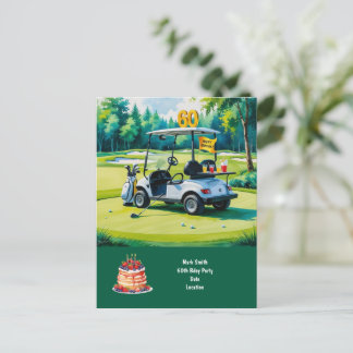 Golf Party invitation Save the Date 60th Birthday Einladungspostkarte