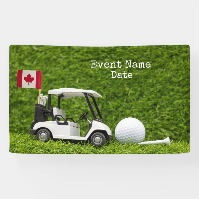 Golf Party mit Golfwagen und Flagge Kanadas  Banner (Horizontal)
