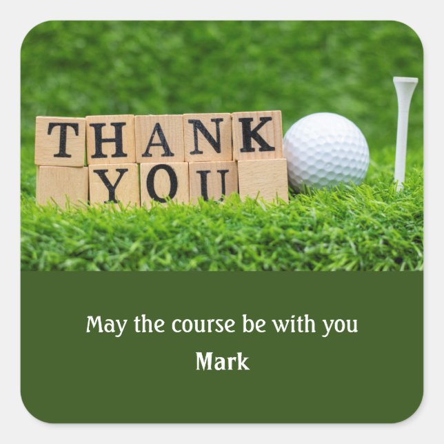Golf Party Vielen Dank Quadratischer Aufkleber (Vorderseite)