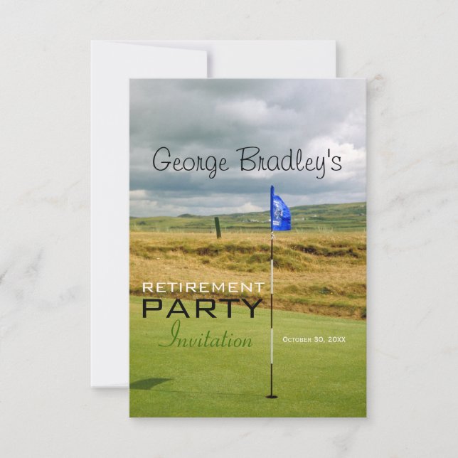 Golf-personalisierte Ruhestands-Party Einladung (Vorderseite)