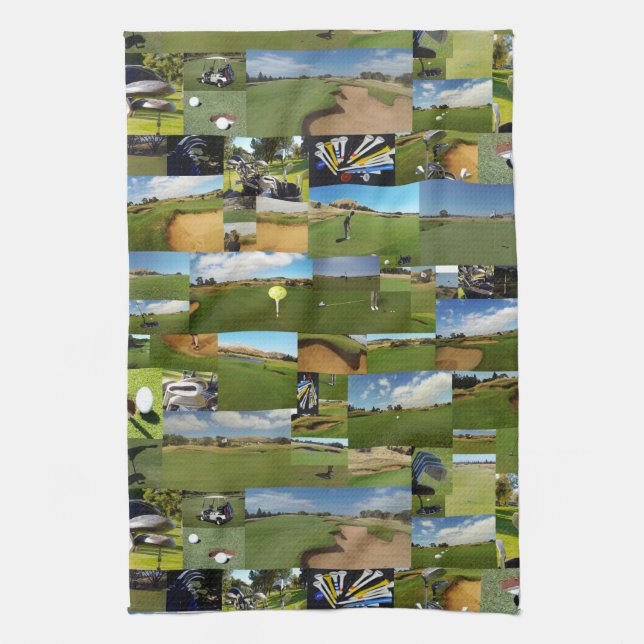 Golf Photo Collage, Serviette de thé (Vertical)