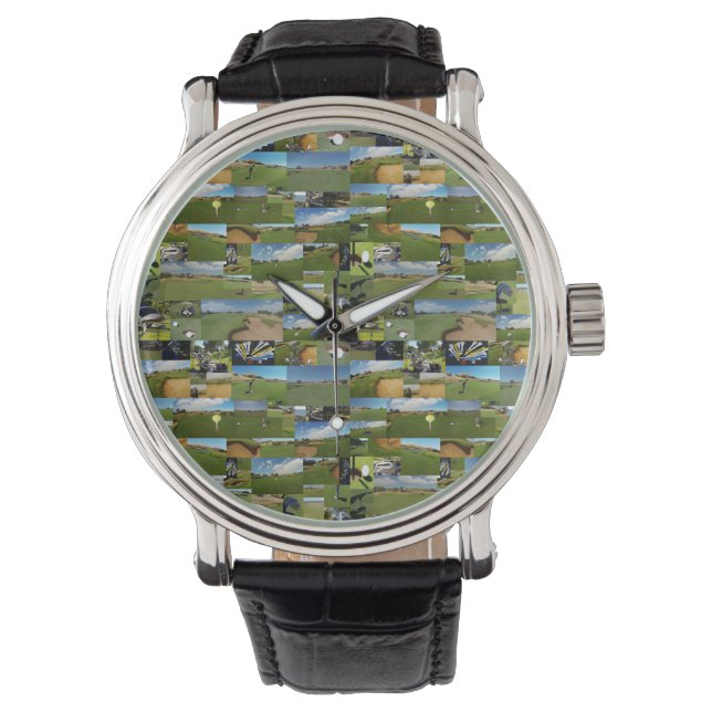 Golf, Photo Collarge, Montre En Cuir Mens (devant)
