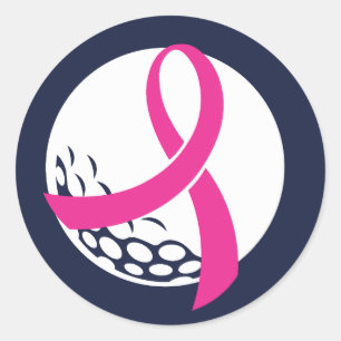 Golf Pink Ribbon Brustkrebs Bewusstsein Runder Aufkleber