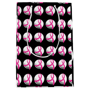 Golf Pink Ribbon Brustkrebsbewusstsein Mittlere Geschenktüte