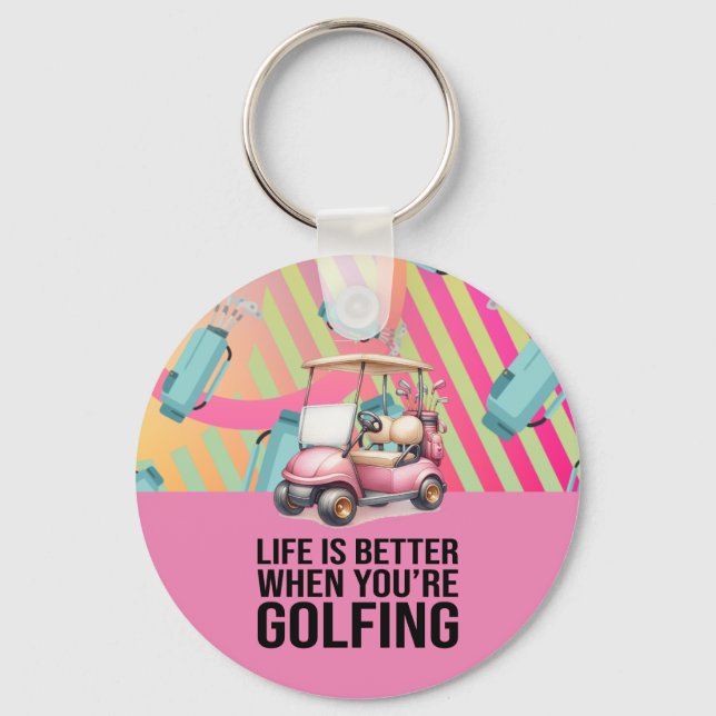 Golf Pink Thema für Frauen Golfer Party Schlüsselanhänger (Vorderseite)