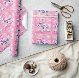 Golf Pink Weihnachten Thema für Lady Golfer Geschenkpapier