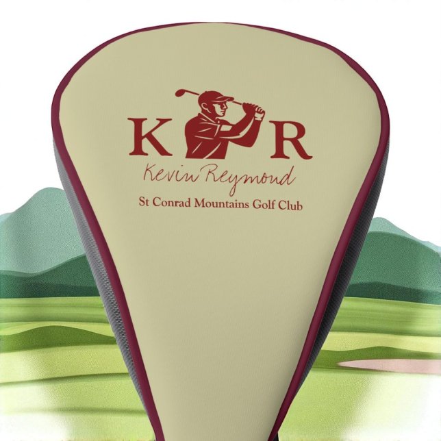 Golf Player Classic Monogram Red Golfer Headcover (Von Creator hochgeladen)