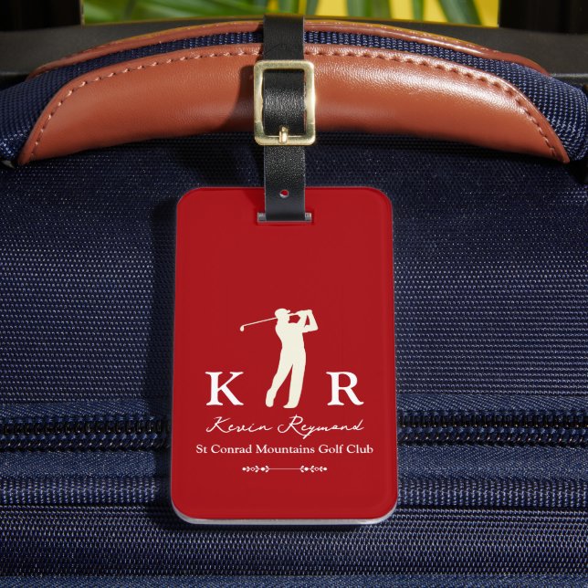 Golf Player Classic Red Golfers Gepäckanhänger (Vorderseite Insitu 2)