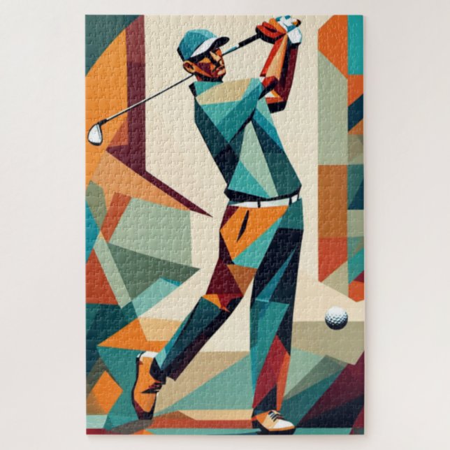 Golf Player Cubist Jigsaw Puzzle (Vertikal)