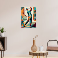 Golf Player Cubist Poster