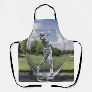 Golf-Player in einem Glas-Tumbler mit Golfplatz, Schürze