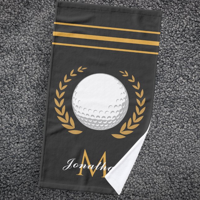 Golf Player Individuelle Name & Monogram Classic Handtuch (Von Creator hochgeladen)