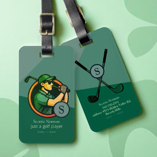 Golf Player Moderner Retro-Tag für grünes Gepäck Gepäckanhänger