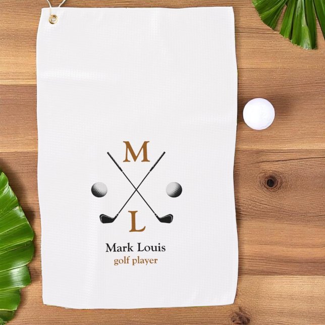 Golf Player Monogram Logo Golf Handtuch (Von Creator hochgeladen)