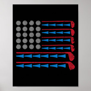 Golf Player Usa Flag Golfer Sport Vater Vater Pop  Poster