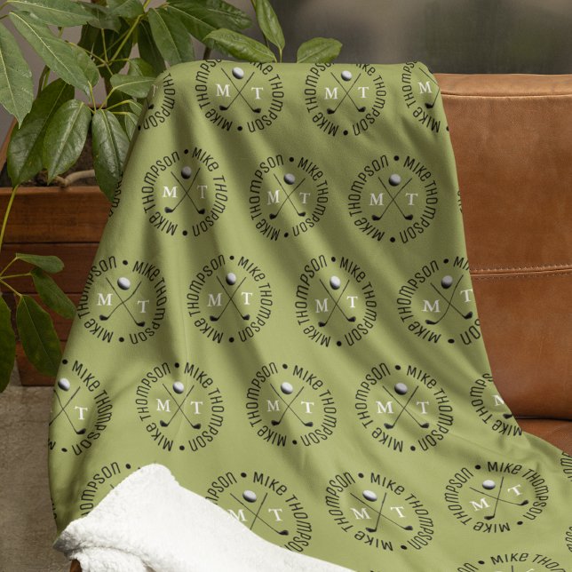 Golf Players khaki Logo Mit Monogramm Allover Fleecedecke (Von Creator hochgeladen)